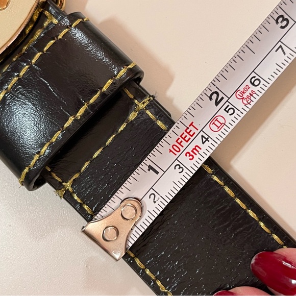 Betsey Johnson Vintage Y2K Western Black Leather Oversized Floral Belt med 31-35 main image 12